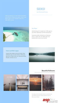 藍色跟白色兩列布局網站模板